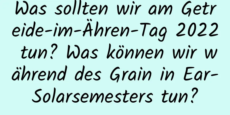 Was sollten wir am Getreide-im-Ähren-Tag 2022 tun? Was können wir während des Grain in Ear-Solarsemesters tun?