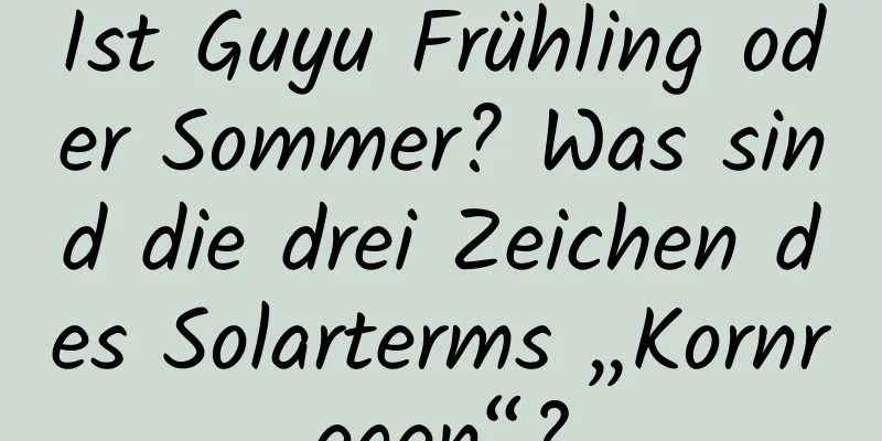 Ist Guyu Frühling oder Sommer? Was sind die drei Zeichen des Solarterms „Kornregen“?