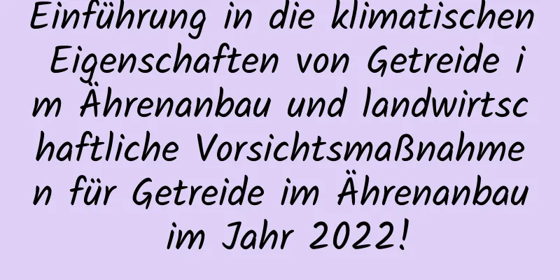 Einführung in die klimatischen Eigenschaften von Getreide im Ährenanbau und landwirtschaftliche Vorsichtsmaßnahmen für Getreide im Ährenanbau im Jahr 2022!