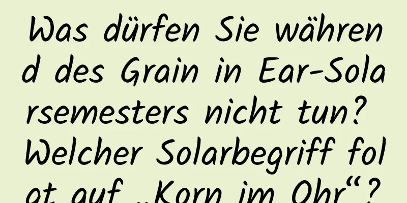 Was dürfen Sie während des Grain in Ear-Solarsemesters nicht tun? Welcher Solarbegriff folgt auf „Korn im Ohr“?