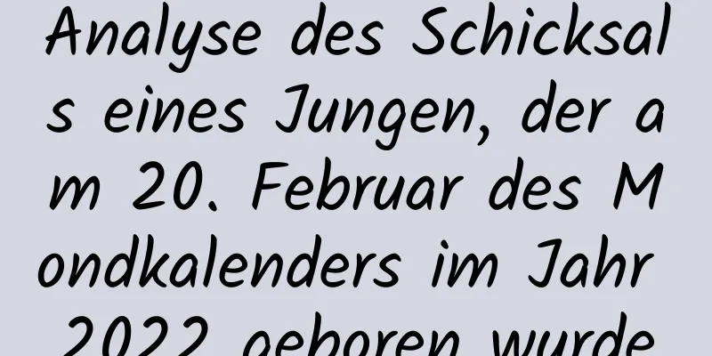 Analyse des Schicksals eines Jungen, der am 20. Februar des Mondkalenders im Jahr 2022 geboren wurde