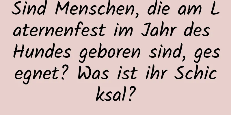 Sind Menschen, die am Laternenfest im Jahr des Hundes geboren sind, gesegnet? Was ist ihr Schicksal?