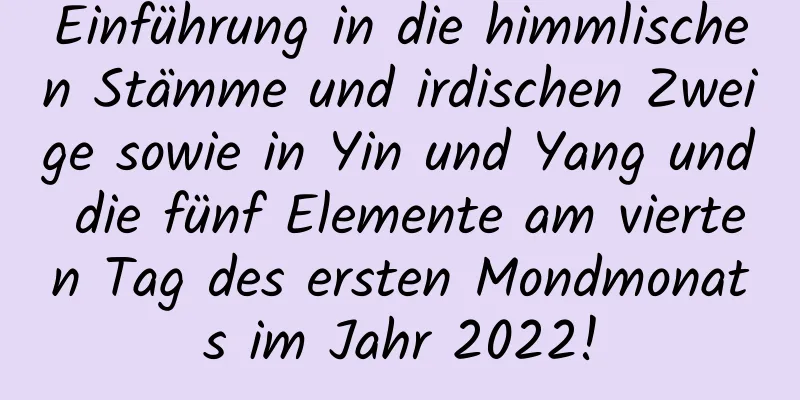 Einführung in die himmlischen Stämme und irdischen Zweige sowie in Yin und Yang und die fünf Elemente am vierten Tag des ersten Mondmonats im Jahr 2022!