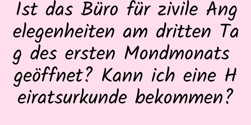 Ist das Büro für zivile Angelegenheiten am dritten Tag des ersten Mondmonats geöffnet? Kann ich eine Heiratsurkunde bekommen?