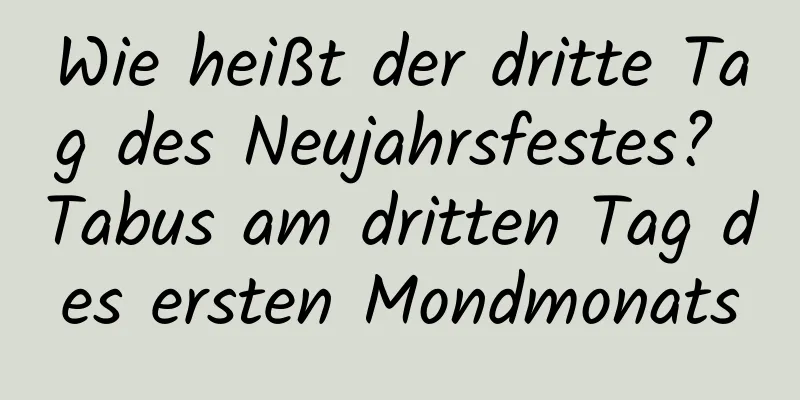 Wie heißt der dritte Tag des Neujahrsfestes? Tabus am dritten Tag des ersten Mondmonats