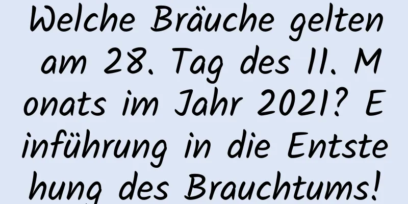 Welche Bräuche gelten am 28. Tag des 11. Monats im Jahr 2021? Einführung in die Entstehung des Brauchtums!