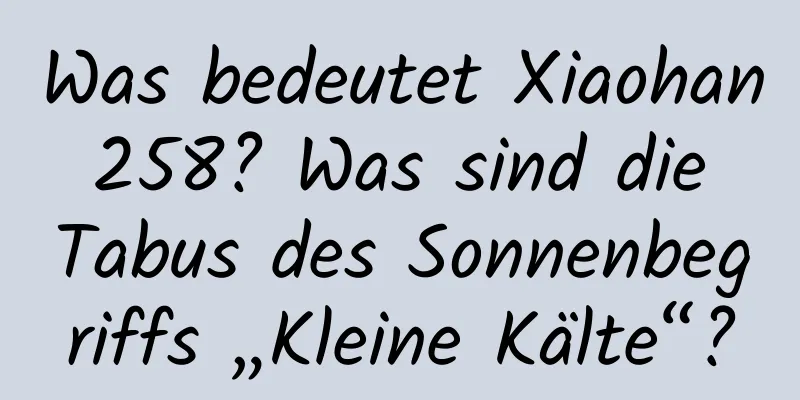 Was bedeutet Xiaohan 258? Was sind die Tabus des Sonnenbegriffs „Kleine Kälte“?