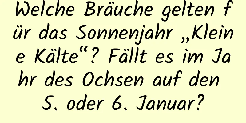 Welche Bräuche gelten für das Sonnenjahr „Kleine Kälte“? Fällt es im Jahr des Ochsen auf den 5. oder 6. Januar?