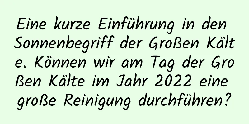 Eine kurze Einführung in den Sonnenbegriff der Großen Kälte. Können wir am Tag der Großen Kälte im Jahr 2022 eine große Reinigung durchführen?