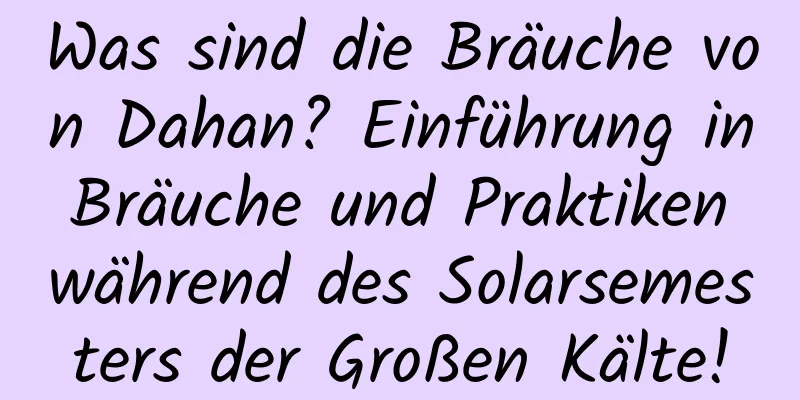 Was sind die Bräuche von Dahan? Einführung in Bräuche und Praktiken während des Solarsemesters der Großen Kälte!