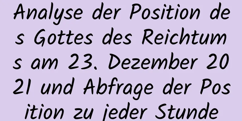 Analyse der Position des Gottes des Reichtums am 23. Dezember 2021 und Abfrage der Position zu jeder Stunde