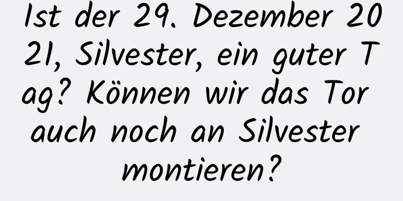 Ist der 29. Dezember 2021, Silvester, ein guter Tag? Können wir das Tor auch noch an Silvester montieren?