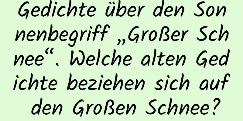 Gedichte über den Sonnenbegriff „Großer Schnee“. Welche alten Gedichte beziehen sich auf den Großen Schnee?