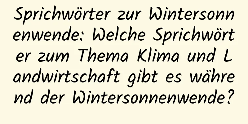 Sprichwörter zur Wintersonnenwende: Welche Sprichwörter zum Thema Klima und Landwirtschaft gibt es während der Wintersonnenwende?