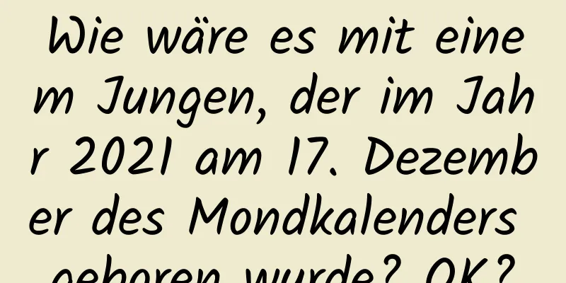 Wie wäre es mit einem Jungen, der im Jahr 2021 am 17. Dezember des Mondkalenders geboren wurde? OK?