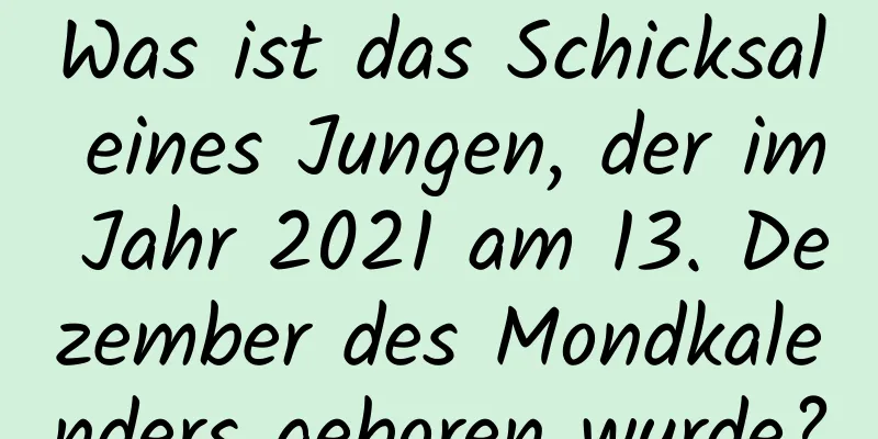 Was ist das Schicksal eines Jungen, der im Jahr 2021 am 13. Dezember des Mondkalenders geboren wurde?