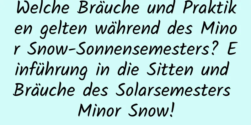 Welche Bräuche und Praktiken gelten während des Minor Snow-Sonnensemesters? Einführung in die Sitten und Bräuche des Solarsemesters Minor Snow!