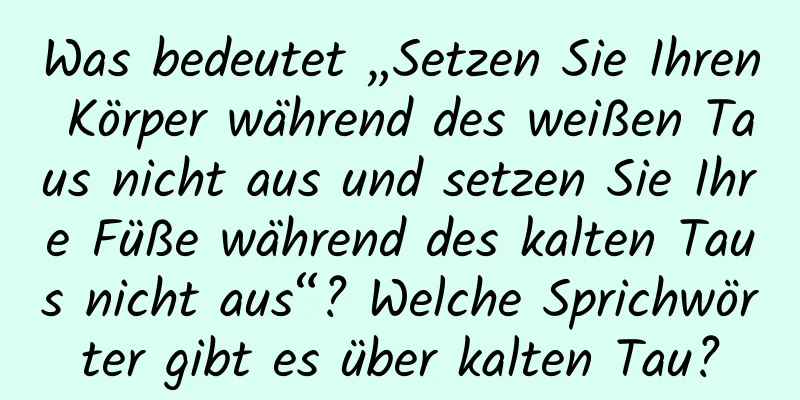 Was bedeutet „Setzen Sie Ihren Körper während des weißen Taus nicht aus und setzen Sie Ihre Füße während des kalten Taus nicht aus“? Welche Sprichwörter gibt es über kalten Tau?