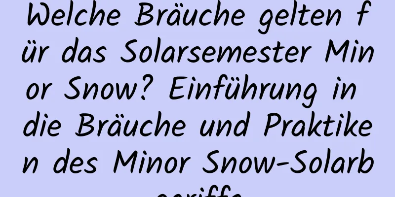 Welche Bräuche gelten für das Solarsemester Minor Snow? Einführung in die Bräuche und Praktiken des Minor Snow-Solarbegriffs