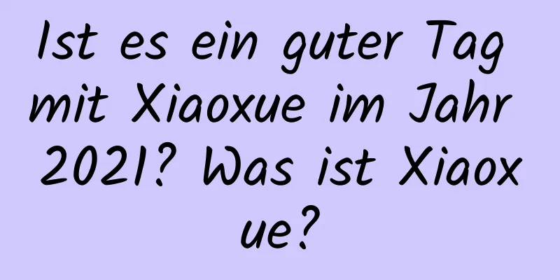 Ist es ein guter Tag mit Xiaoxue im Jahr 2021? Was ist Xiaoxue?