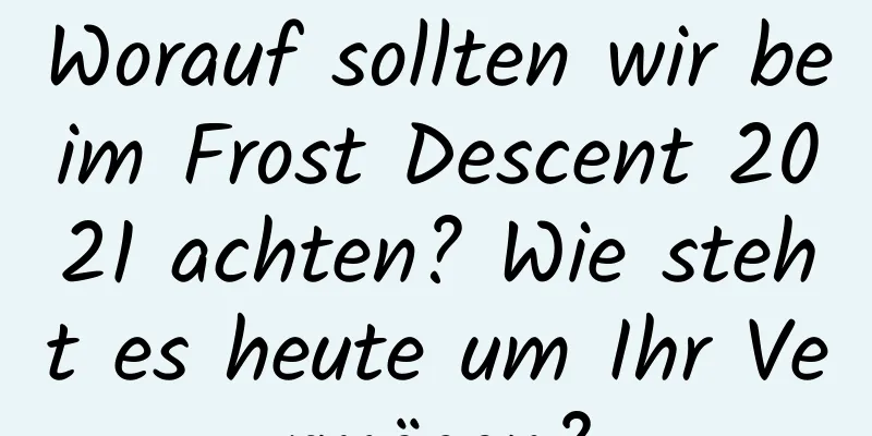 Worauf sollten wir beim Frost Descent 2021 achten? Wie steht es heute um Ihr Vermögen?