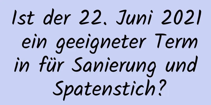 Ist der 22. Juni 2021 ein geeigneter Termin für Sanierung und Spatenstich?