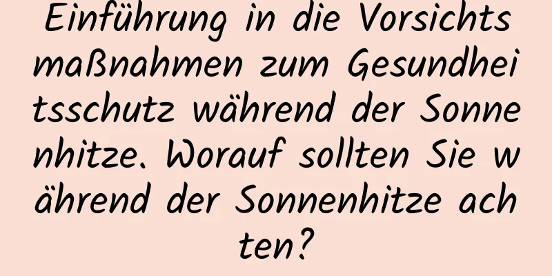 Einführung in die Vorsichtsmaßnahmen zum Gesundheitsschutz während der Sonnenhitze. Worauf sollten Sie während der Sonnenhitze achten?