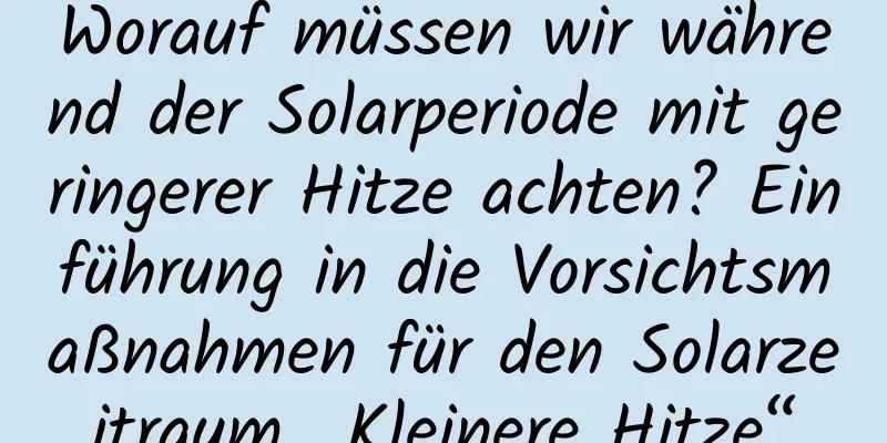 Worauf müssen wir während der Solarperiode mit geringerer Hitze achten? Einführung in die Vorsichtsmaßnahmen für den Solarzeitraum „Kleinere Hitze“