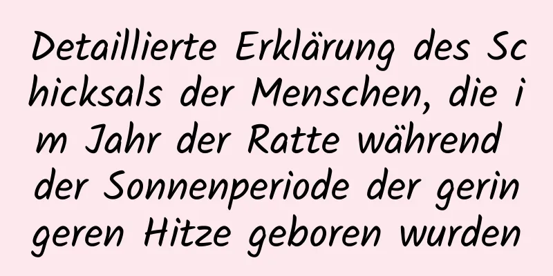 Detaillierte Erklärung des Schicksals der Menschen, die im Jahr der Ratte während der Sonnenperiode der geringeren Hitze geboren wurden