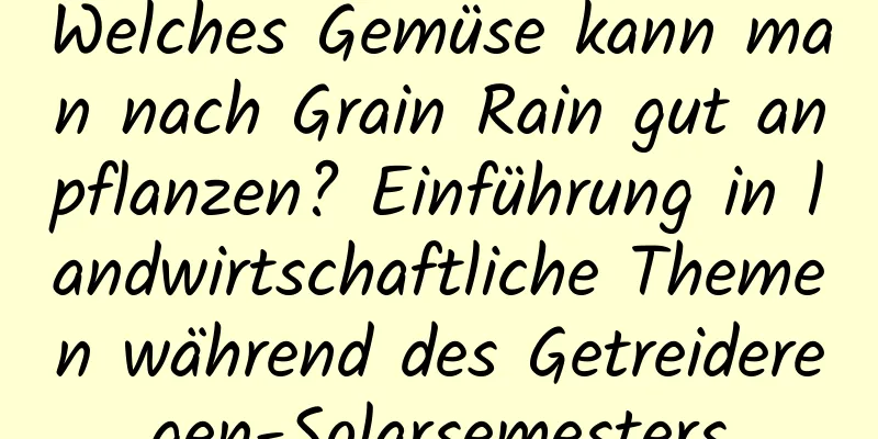 Welches Gemüse kann man nach Grain Rain gut anpflanzen? Einführung in landwirtschaftliche Themen während des Getreideregen-Solarsemesters