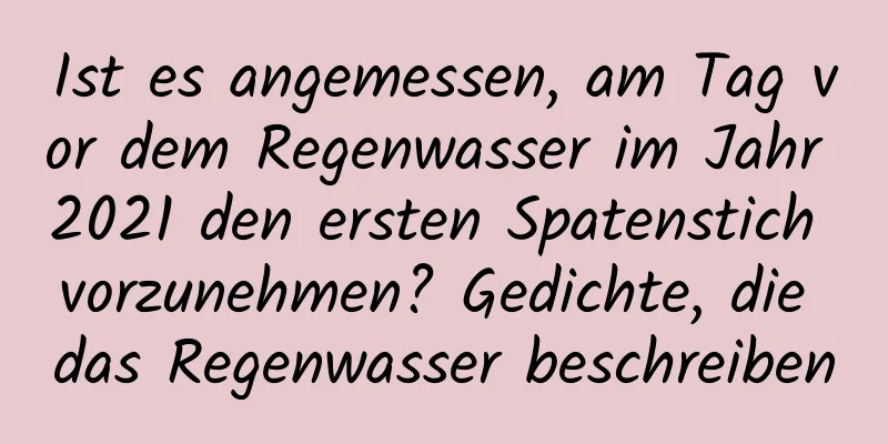 Ist es angemessen, am Tag vor dem Regenwasser im Jahr 2021 den ersten Spatenstich vorzunehmen? Gedichte, die das Regenwasser beschreiben