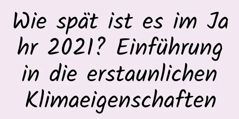 Wie spät ist es im Jahr 2021? Einführung in die erstaunlichen Klimaeigenschaften