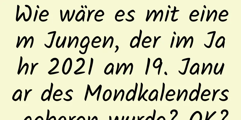 Wie wäre es mit einem Jungen, der im Jahr 2021 am 19. Januar des Mondkalenders geboren wurde? OK?