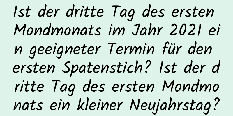 Ist der dritte Tag des ersten Mondmonats im Jahr 2021 ein geeigneter Termin für den ersten Spatenstich? Ist der dritte Tag des ersten Mondmonats ein kleiner Neujahrstag?