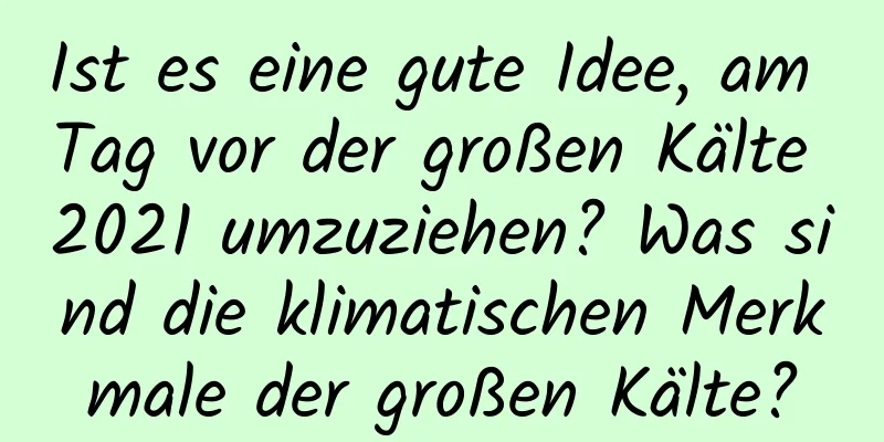 Ist es eine gute Idee, am Tag vor der großen Kälte 2021 umzuziehen? Was sind die klimatischen Merkmale der großen Kälte?