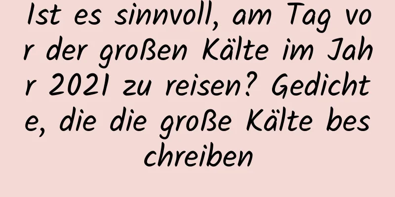 Ist es sinnvoll, am Tag vor der großen Kälte im Jahr 2021 zu reisen? Gedichte, die die große Kälte beschreiben