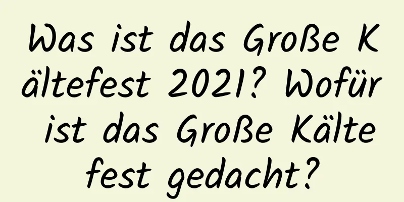 Was ist das Große Kältefest 2021? Wofür ist das Große Kältefest gedacht?