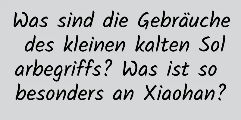 Was sind die Gebräuche des kleinen kalten Solarbegriffs? Was ist so besonders an Xiaohan?