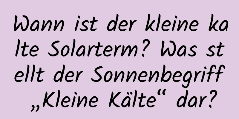 Wann ist der kleine kalte Solarterm? Was stellt der Sonnenbegriff „Kleine Kälte“ dar?