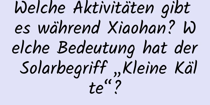 Welche Aktivitäten gibt es während Xiaohan? Welche Bedeutung hat der Solarbegriff „Kleine Kälte“?