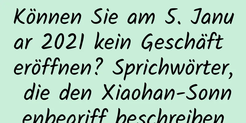 Können Sie am 5. Januar 2021 kein Geschäft eröffnen? Sprichwörter, die den Xiaohan-Sonnenbegriff beschreiben