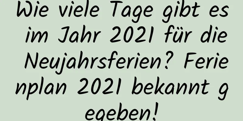 Wie viele Tage gibt es im Jahr 2021 für die Neujahrsferien? Ferienplan 2021 bekannt gegeben!