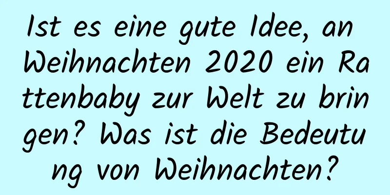 Ist es eine gute Idee, an Weihnachten 2020 ein Rattenbaby zur Welt zu bringen? Was ist die Bedeutung von Weihnachten?