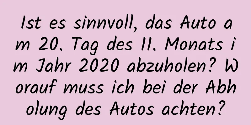 Ist es sinnvoll, das Auto am 20. Tag des 11. Monats im Jahr 2020 abzuholen? Worauf muss ich bei der Abholung des Autos achten?