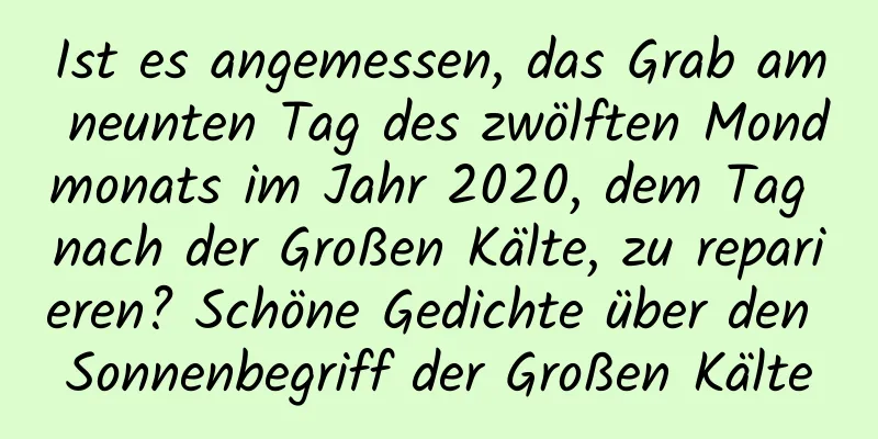 Ist es angemessen, das Grab am neunten Tag des zwölften Mondmonats im Jahr 2020, dem Tag nach der Großen Kälte, zu reparieren? Schöne Gedichte über den Sonnenbegriff der Großen Kälte