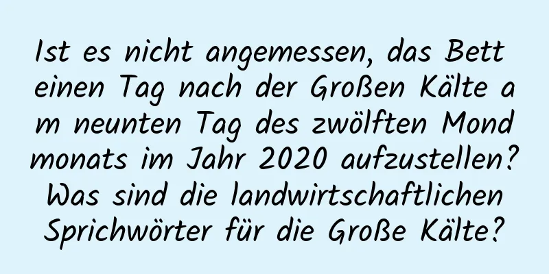 Ist es nicht angemessen, das Bett einen Tag nach der Großen Kälte am neunten Tag des zwölften Mondmonats im Jahr 2020 aufzustellen? Was sind die landwirtschaftlichen Sprichwörter für die Große Kälte?