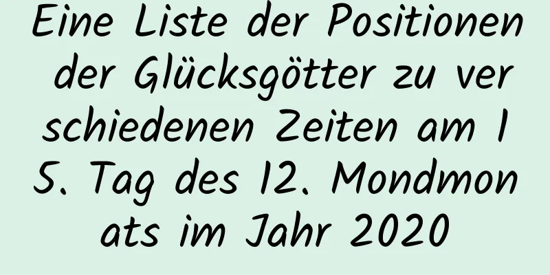 Eine Liste der Positionen der Glücksgötter zu verschiedenen Zeiten am 15. Tag des 12. Mondmonats im Jahr 2020