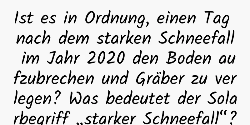 Ist es in Ordnung, einen Tag nach dem starken Schneefall im Jahr 2020 den Boden aufzubrechen und Gräber zu verlegen? Was bedeutet der Solarbegriff „starker Schneefall“?