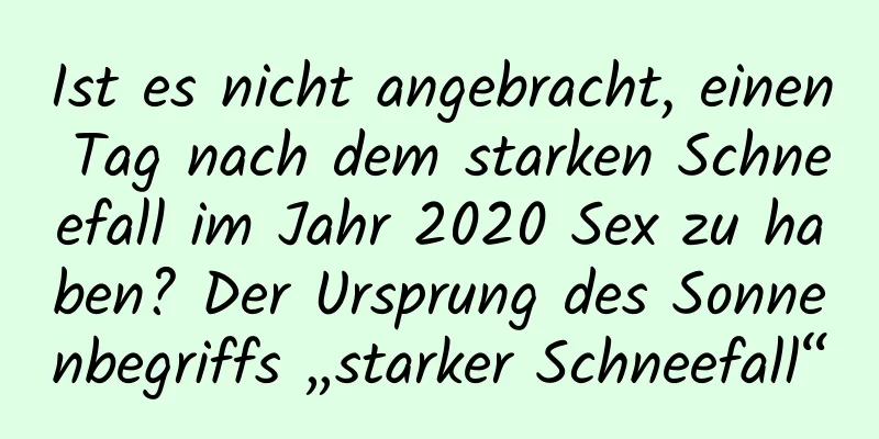 Ist es nicht angebracht, einen Tag nach dem starken Schneefall im Jahr 2020 Sex zu haben? Der Ursprung des Sonnenbegriffs „starker Schneefall“