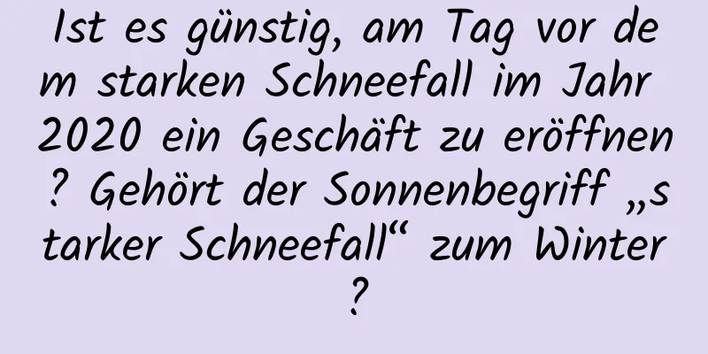 Ist es günstig, am Tag vor dem starken Schneefall im Jahr 2020 ein Geschäft zu eröffnen? Gehört der Sonnenbegriff „starker Schneefall“ zum Winter?